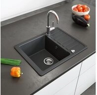 Bergstroem Granitsp&uuml;le, Schwarz, 58 x 46 cm mit Trockenplatz, Rechteckig, 57.5/46