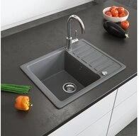 Bergstroem Granitsp&uuml;le, Grau, 58 x 46 cm mit Trockenplatz, Rechteckig, 57.5/46 cm,