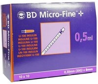 Becton Dickinson Feindosierspritze BD Micro-Fine+ Insulinspritze 0,5 ml U100