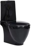 vidaXL Tiefsp&uuml;l-WC, Toilette Rund Keramik Schwarz