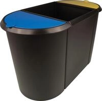 HELIT Papierkorb Trio-System-Papierkorb 38l schwarz/blau/gelb blau|gelb|schwarz
