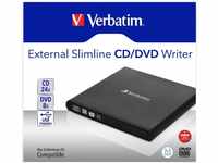Verbatim Slimline USB 2.0 inklusive USB-A-zu-USB-C-Adapter Externer DVD-Brenner