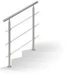 relaxdays Treppengel&auml;nder Edelstahl, 100 cm L&auml;nge, 108 cm H&ouml;he, mit 2 Pfosten,