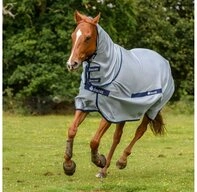 Bucas Pferde-Fliegendecke Bucas Buzz-Off Full Neck - silver/blue