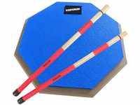 keepdrum Schlagzeug Übungspad DP-BL8 Practice-Pad Blau,mit SV1 Drum-Rods