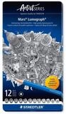 STAEDTLER Bleistift Mars Lumograph 100 Bleistifte 6B - 4H blau 12 St.