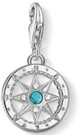 THOMAS SABO Charm-Einh&auml;nger Kompass, mit Zirkonia (synth), Farbstein-Imitat