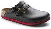 Birkenstock Clog Kay Superlauf, WB, Naturleder, schwarz/rot Pantolette