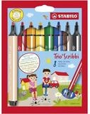 STABILO Filzstift Fasermaler Trio Scribbi 8er Etui gefederte Spitze