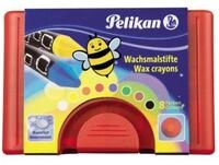 Pelikan Wachsmalstift Wachsfarbstift Rund 665-8 8Er Wasserfest Rot 723148