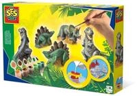 Spiel Dinos gie&szlig;en und anmalen gelb|rot