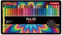 STABILO Faserstift STABILO Pen 68 Filzstift ARTY - 1 mm - 50er Metalletui - 46...