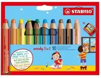STABILO Buntstift STABILO woody 3 in 1 Buntstift - 10 mm - 10er Set + Spitzer