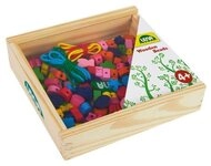 SIMM Spielwaren Bastelperlen Holzperlen Set in Holzkassette 164 teilig,...