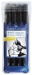Faber-Castell Fineliner Faber-Castell Tuschestifte Pitt Artist Pens, 4er Set...