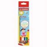 STABILO Buntstift Dreikant-Buntstift Trio dick 6er Pack mit verschiedenen Farben,
