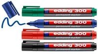 Marker edding 300 4 x Permanentmarker Farben Schwarz Rot Blau Gr&uuml;n Set
