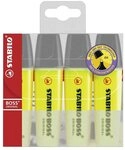 STABILO Filzstift Textmarker 4er Pack gelb mit hoher Leuchtkraft, Ideal f&uuml;r Schule