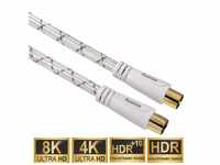Hama HQ 1,5m Antennen-Kabel 120db Koaxial-Kabel Weiß Video-Kabel, Koaxial,...