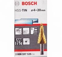 BOSCH Stufenbohrer Bosch Stufenbohrer HSS-TiN, 4 - 20 mm, 8 mm, 75 mm, 9 Stufen