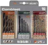 Alpen Bohrer- und Bitset Alpen 801003100 16teilig Bohrer- und Bit-Sortiment Metall,