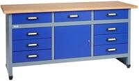 K&Uuml;PPER Werkbank 12877, 9 Schubladen, 1 T&uuml;r, 300 kg Traglast, 30 mm