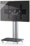 VCM TV-St&auml;nder TV Standfu&szlig; Glas Fernseh Rollen St&auml;nder Fu&szlig; Tosal