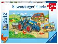 Ravensburger Puzzle Baustelle und Bauernhof 2 x 12 Teile, 12 Puzzleteile