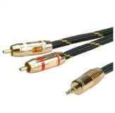 ROLINE GOLD Audio-Verbindungskabel 3,5mm Stereo - 2x Cinch, ST/ST Audio-Kabel, Klinke