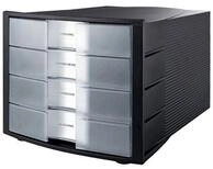 HAN Schubladenbox Impuls transparent 1012-363, DIN C4 mit 4 Schubladen