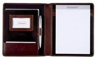 Alassio&reg; Schreibmappe Schreibmappe Monaco A5 Leder dunkelbraun