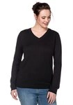 Sheego Strickpullover V-Ausschnitt-Pullover Langarm aus Feinstrick