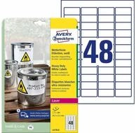 Avery Zweckform Etiketten 384 wetterfeste Folienetiketten L4778-8 wei&szlig; 45,7 x 21,2