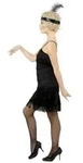 Smiffys Kost&uuml;m Schwarzes 20er Jahre Kleid mit Fransen, Cocktailkleid f&uuml;r Flapper