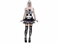 Smiffys Kostüm Comic Skelett Kleid, Tutukleidchen mit stilisiertem Knochen-Print