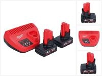 Milwaukee M12 NRG-402 Akku Starter Set 2x 12 V 4,0 Ah / 4000 mAh Li-Ion Akku