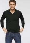 V-Ausschnitt-Pullover OLYMP "OLYMP Strick Casual", Herren, Gr. S, schwarz,
