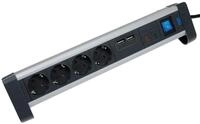 as - Schwabe 4-fach Tisch-Steckdosenleiste ALux, 1,5m, Schwarz Steckdosenleiste