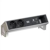 Bachmann DESK2 2x Schutzkontakt 1x USB-Charger 1x ABD, GST18 Inox Steckdosenleiste