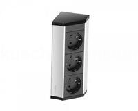 Evoline Evoline V-Dock Steckdose 3-fach Aluminiumoptik Einbau-Tischsteckdosenleiste