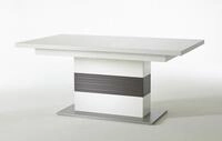 MCA furniture Esstisch TRENTO, ausziehbar, S&auml;ulentisch, Wei&szlig; Hochglanz/Grau