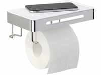 WENKO Toilettenpapierhalter, Toilettenpapierhalter mit Ablage Premium Plus,