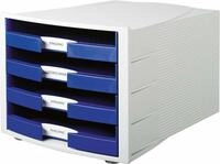 HAN Schubladenbox HAN Schubladenbox Impuls blau DIN C4 mit 4 Schubladen