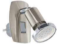 EGLO LED Steckdosenleuchte MINI, 1-flammig, H 10 cm, Chromfarben, Stahl, LED