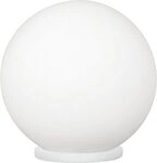 EGLO Tischleuchte RONDO Tischlampe, Metall in wei&szlig;, Glas in Opal matt wei&szlig;, E27,