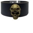 Aaron Bane Lederarmband Lederarmband Herren Armband breit mit Totenkopf Skull...