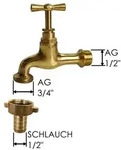 Bradas Hahnst&uuml;ck Hochwertiger Wasserhahn aus poliertem Messing mit 1/2"