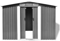 vidaXL Ger&auml;tehaus, Gartenschuppen Grau Metall 257 x 205 x 178 cm