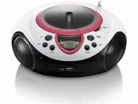 Lenco SCD-38 USB Pink UKW-Radio (FM, 3 W, Robust & stylisch mit FM/CD/MP3/USB-...