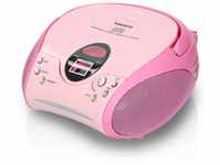 Lenco SCD-24 Pink CD-Player (HD-Auflösung, tragbares Retro-FM-Radio/CD-Player...